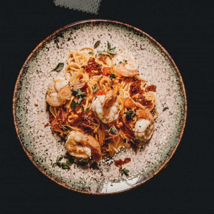 Receta: Marisco con espaguetis