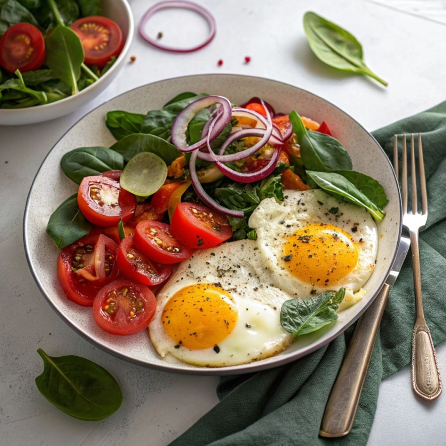 Jajka sadzone na szpinaku - 