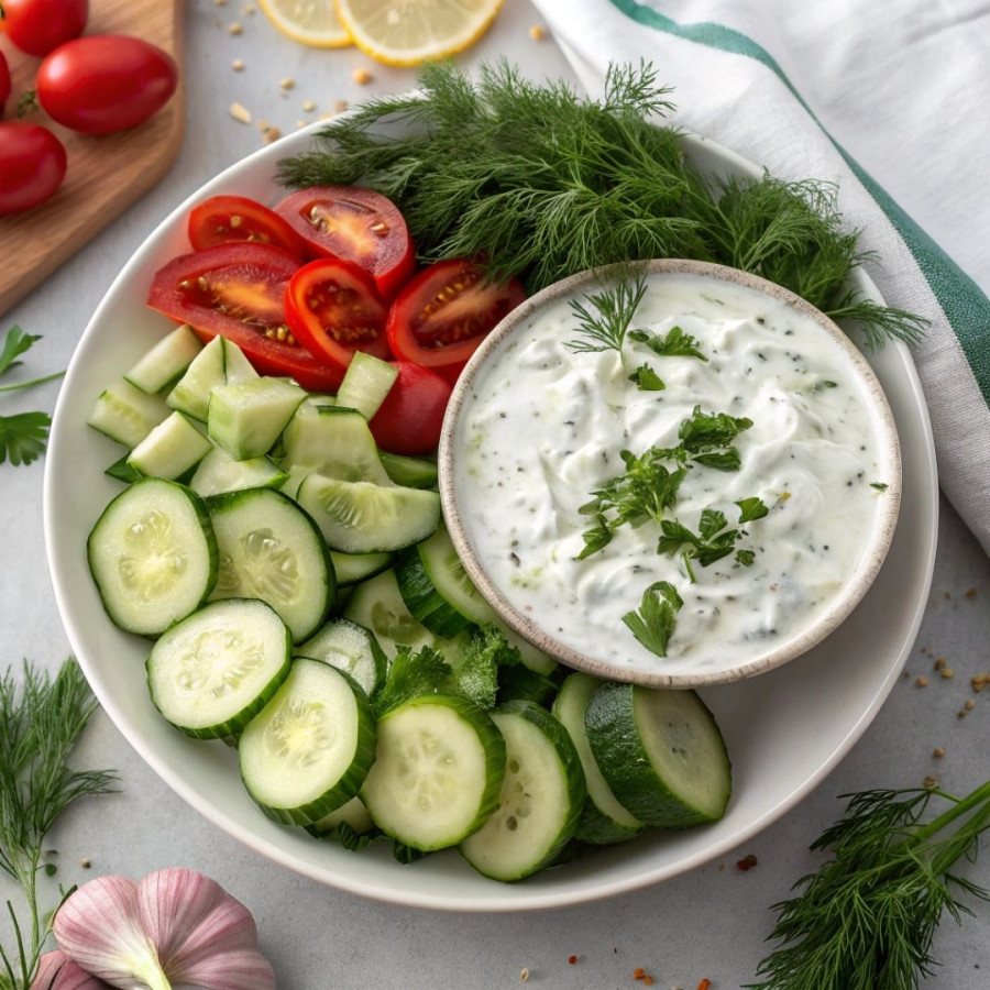 Jogurt grecki z ogórkiem (tzatziki śniadaniowe)