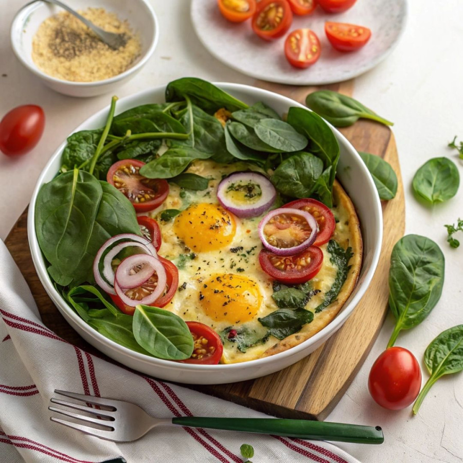 Pieczone jajka z warzywami