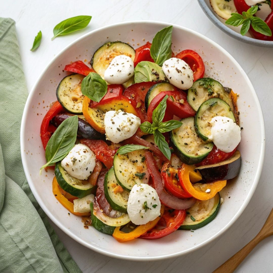 Przepis: Warzywa pieczone z mozzarellą