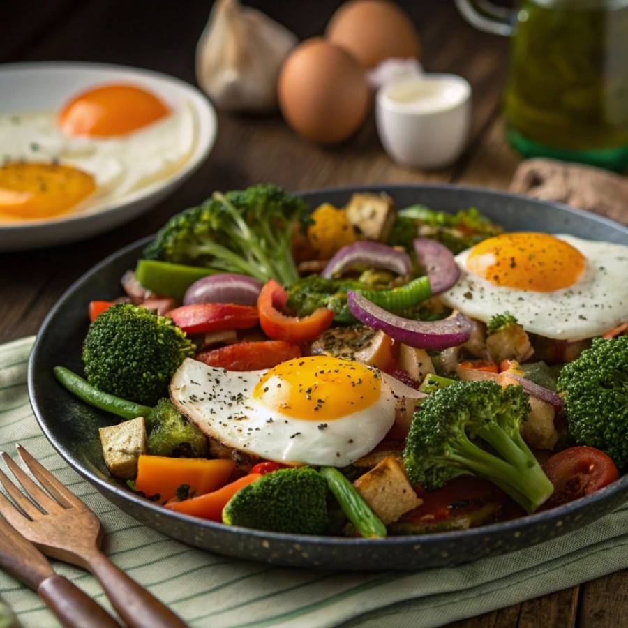 Przepis: Jajka sadzone z brokułem