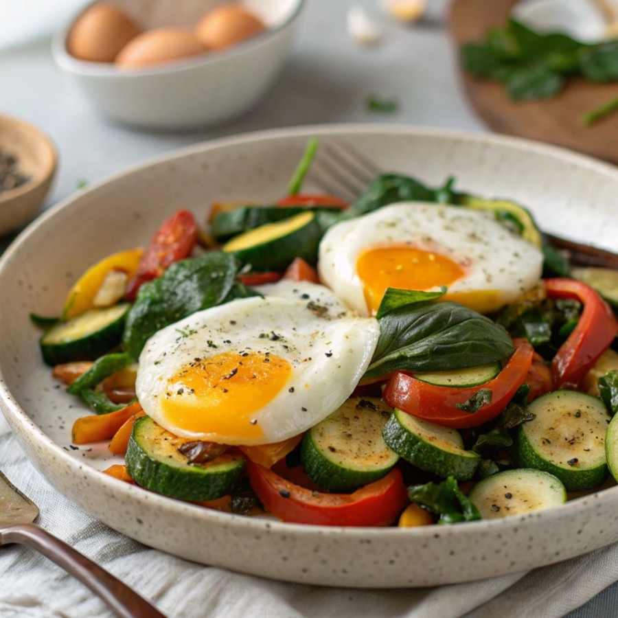 Warzywa duszone z jajkiem - 