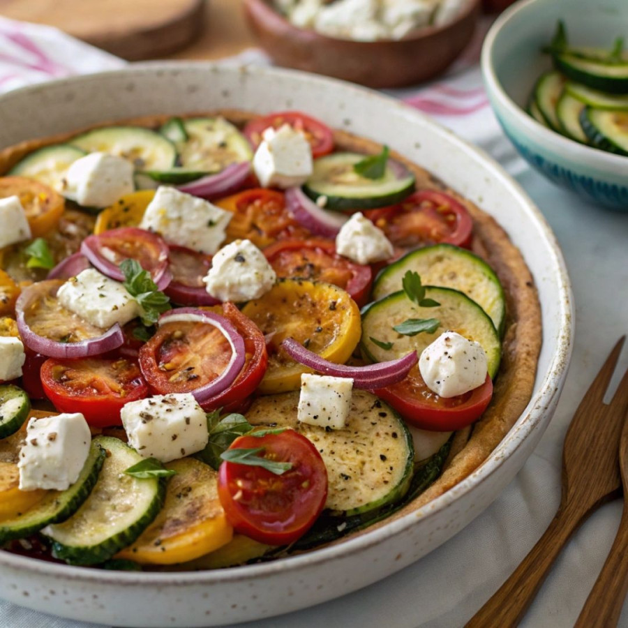 Pieczona cukinia z serem kozim