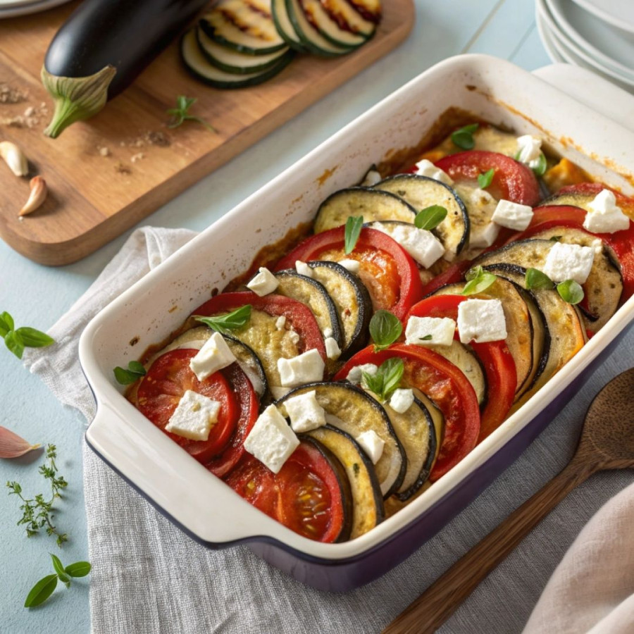 Duża zapiekanka warzywna z fetą