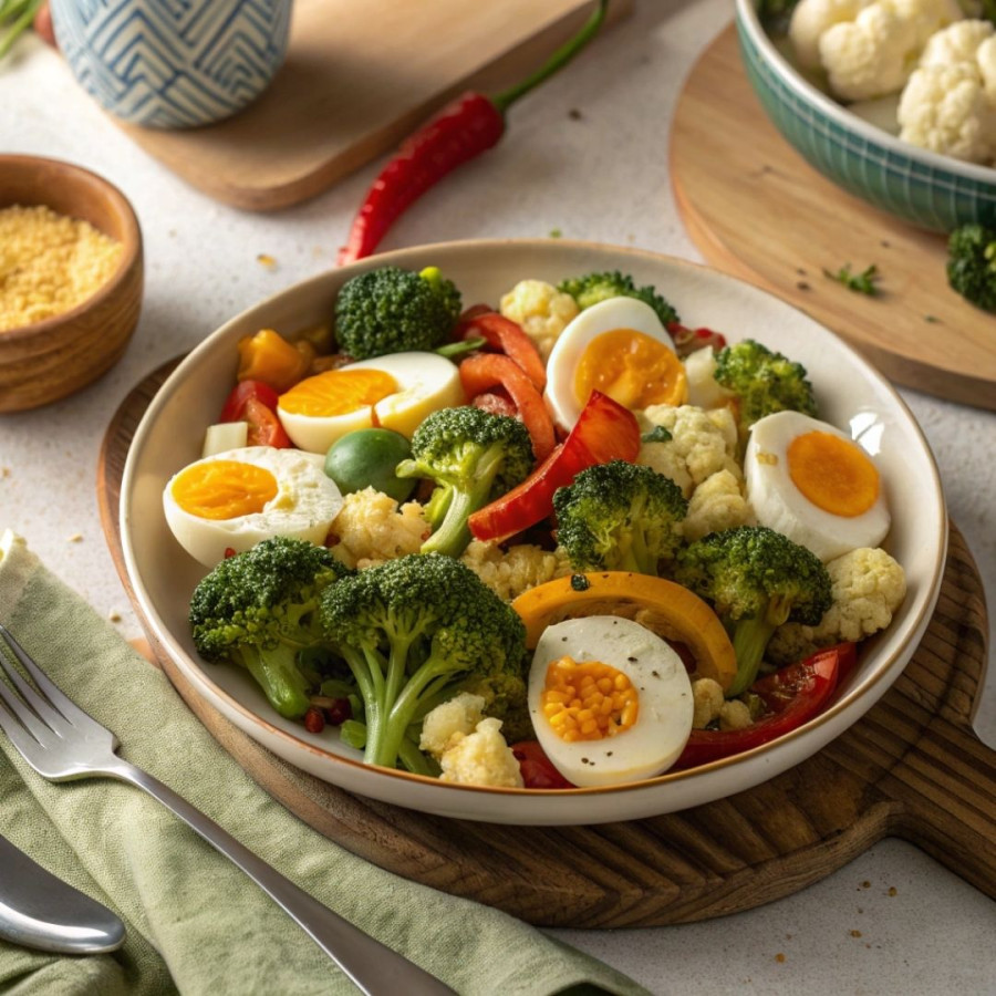 Pieczone warzywa z jajkami - 